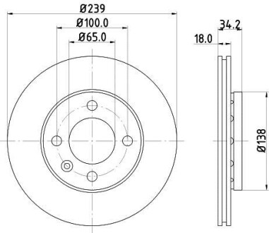 Тормозной диск передний вентилируемый HELLA 8DD 355 104-211