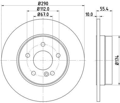 Тормозной диск задний невентилируемый HELLA 8DD 355 104-321