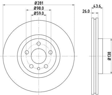 Тормозной диск передний вентилируемый HELLA 8DD 355 104-451