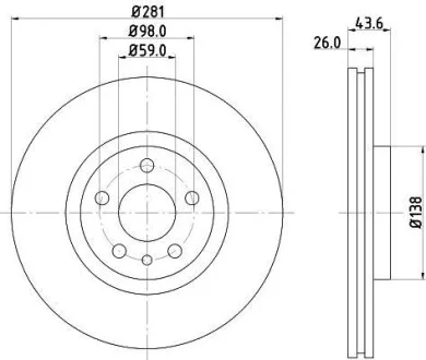 Тормозной диск передний вентилируемый HELLA 8DD 355 104-451