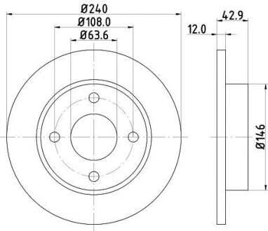 Тормозной диск передний невентилируемый HELLA 8DD 355 104-631