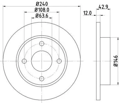 Тормозной диск передний невентилируемый HELLA 8DD 355 104-631