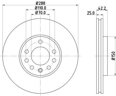 Тормозной диск передний вентилируемый HELLA 8DD 355 104-681