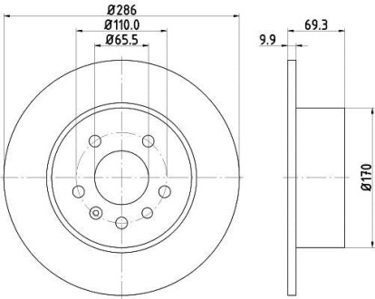 Тормозной диск задний невентилируемый HELLA 8DD 355 104-701