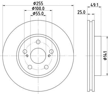 Тормозной диск передний вентилируемый HELLA 8DD 355 104-891