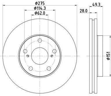 Тормозной диск передний вентилируемый HELLA 8DD 355 104-931