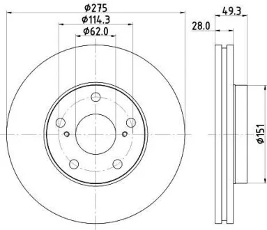 Тормозной диск передний вентилируемый HELLA 8DD 355 104-931