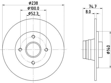 Тормозной диск задний невентилируемый HELLA 8DD 355 105-271