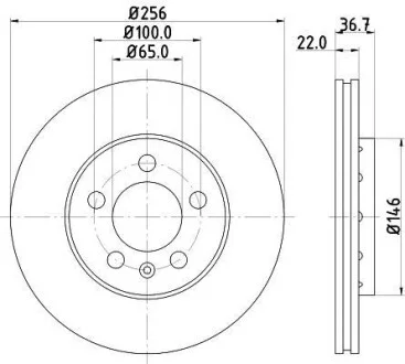 Тормозной диск передний вентилируемый HELLA 8DD 355 105-361