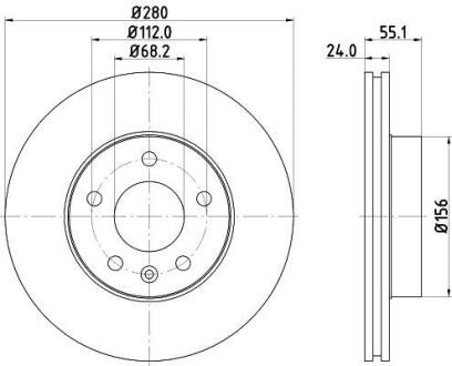 Диск гальмівний з покриттям PRO передній HELLA 8DD355105591