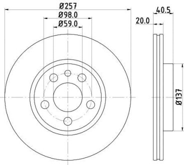 Тормозной диск передний вентилируемый HELLA 8DD 355 105-621