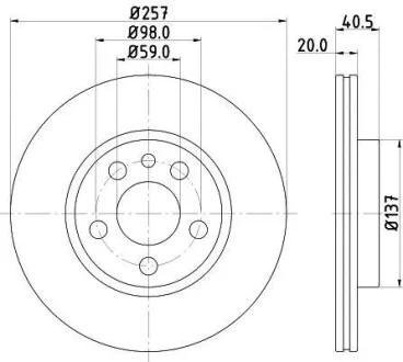 Тормозной диск передний вентилируемый HELLA 8DD 355 105-621