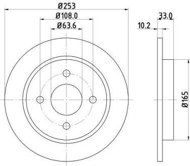 Тормозной диск задний невентилируемый HELLA 8DD 355 105-661