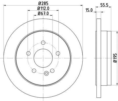 Тормозной диск задний невентилируемый HELLA 8DD 355 105-851