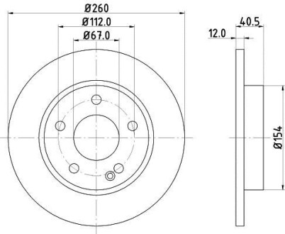 Тормозной диск передний невентилируемый HELLA 8DD 355 105-971