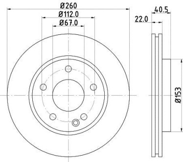 Тормозной диск передний вентилируемый HELLA 8DD 355 105-991