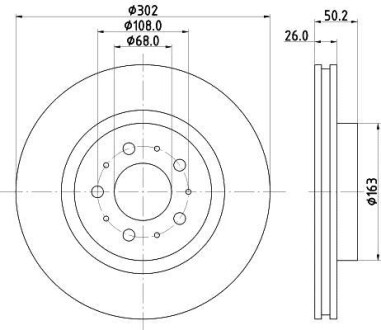 Тормозной диск передний вентилируемый HELLA 8DD 355 106-131