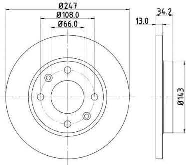 Тормозной диск передний невентилируемый HELLA 8DD 355 106-191