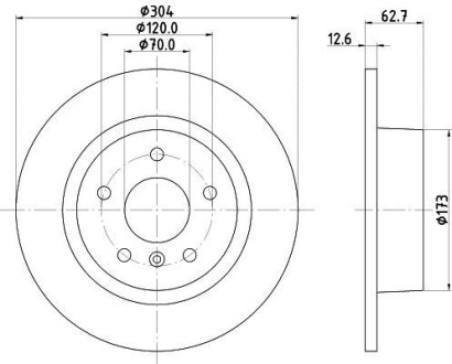 Тормозной диск задний невентилируемый HELLA 8DD 355 106-371