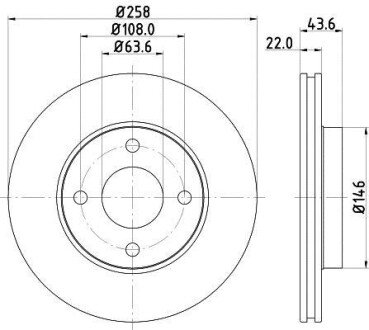 Тормозной диск передний вентилируемый HELLA 8DD 355 106-431