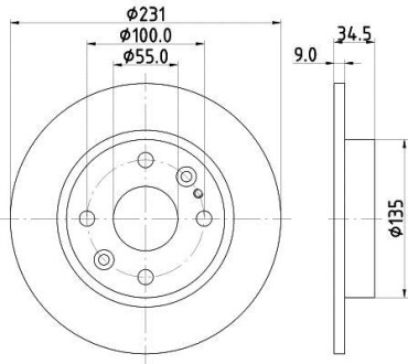 Тормозной диск задний невентилируемый HELLA 8DD 355 106-471