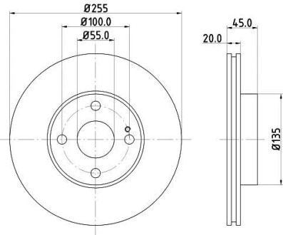 Тормозной диск передний вентилируемый HELLA 8DD 355 106-491