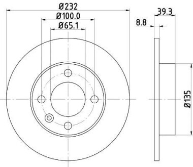 Тормозной диск задний невентилируемый HELLA 8DD 355 106-681