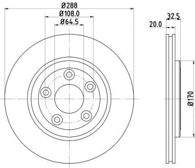 Тормозной диск задний вентилируемый HELLA 8DD 355 106-831