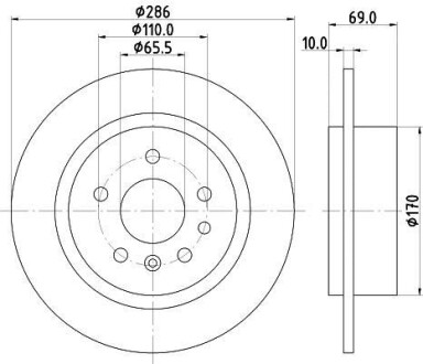 Тормозной диск задний невентилируемый HELLA 8DD 355 107-001