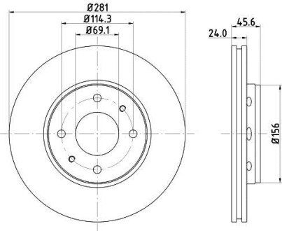 Тормозной диск передний вентилируемый HELLA 8DD 355 107-031