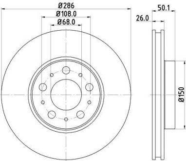 Тормозной диск передний вентилируемый HELLA 8DD 355 107-051