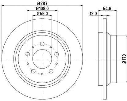 Тормозной диск задний невентилируемый HELLA 8DD 355 107-091