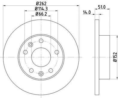 Тормозной диск передний невентилируемый HELLA 8DD 355 107-181