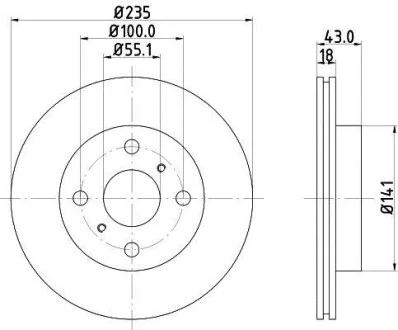 Тормозной диск передний вентилируемый HELLA 8DD 355 107-281