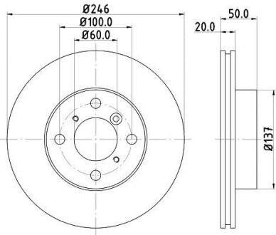 Тормозной диск передний вентилируемый HELLA 8DD 355 107-391