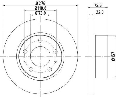 Тормозной диск передний невентилируемый HELLA 8DD 355 107-401