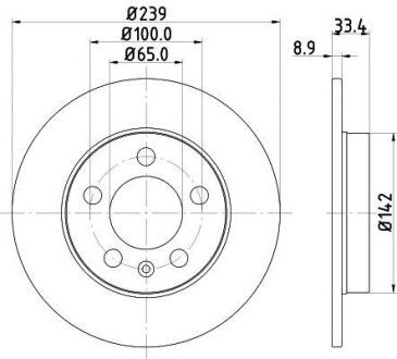 Тормозной диск задний невентилируемый HELLA 8DD 355 107-461