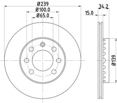 Тормозной диск передний вентилируемый HELLA 8DD 355 107-581