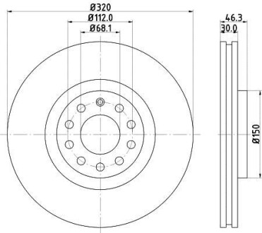 Тормозной диск передний вентилируемый HELLA 8DD 355 107-631