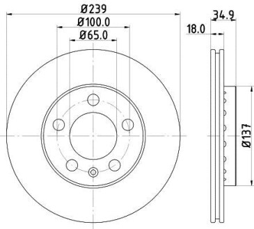 Тормозной диск передний вентилируемый HELLA 8DD 355 107-651