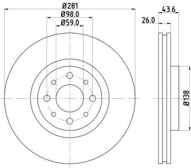 Тормозной диск передний вентилируемый HELLA 8DD 355 107-831