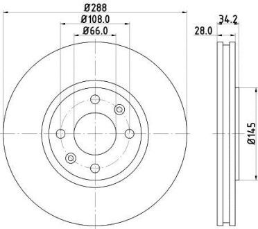 Тормозной диск передний вентилируемый HELLA 8DD 355 107-841