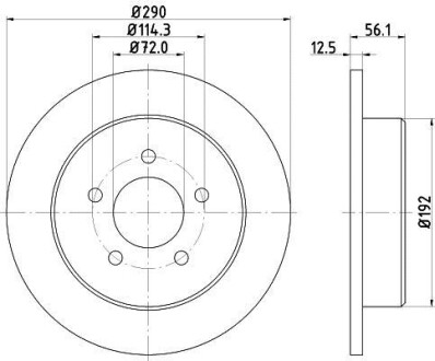 Тормозной диск задний невентилируемый HELLA 8DD 355 107-901