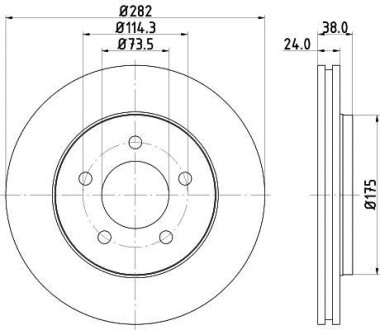 Тормозной диск передний вентилируемый HELLA 8DD 355 107-931