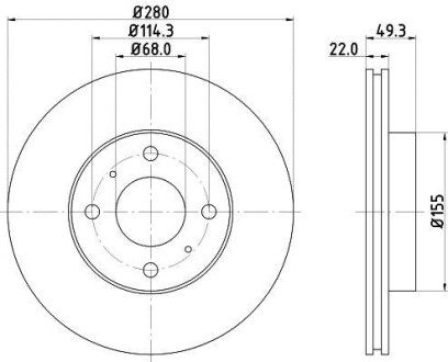 Тормозной диск передний вентилируемый HELLA 8DD 355 107-991