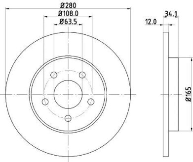 Тормозной диск задний невентилируемый HELLA 8DD 355 108-061