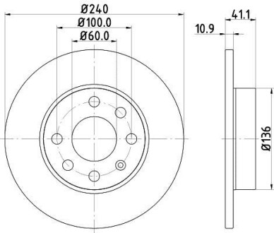 Тормозной диск передний невентилируемый HELLA 8DD 355 108-311