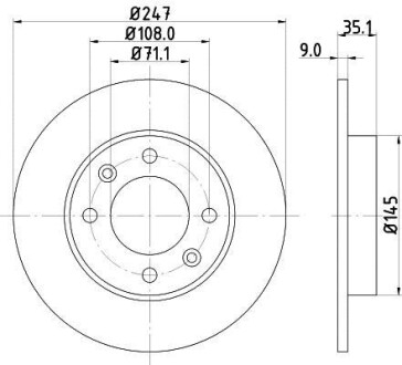 Тормозной диск задний невентилируемый HELLA 8DD 355 108-391