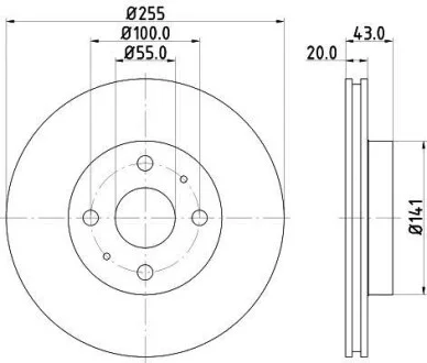Тормозной диск передний вентилируемый HELLA 8DD 355 108-881