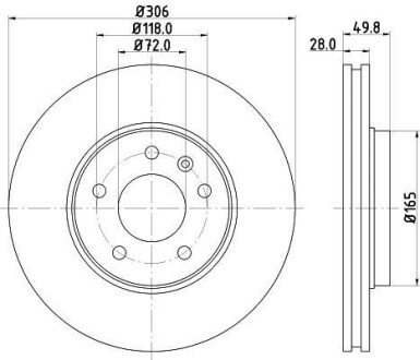 Диск гальмівний з покриттям PRO; передн. HELLA 8DD355108951